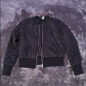 Black satin bomber jacket